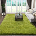 Ophanie Green Area Rug - Soft Fluffy Shag Carpet for Living Room & Bedroom | 5x8 Size