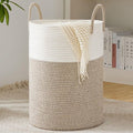 Cotton Rope Laundry Basket by YOUDENOVA, 58L Woven Collapsible Laundry Hamper, Clothes Hamper with Reinforced Handles in the Laundry Room, Bedroom, Bathroom, Brown