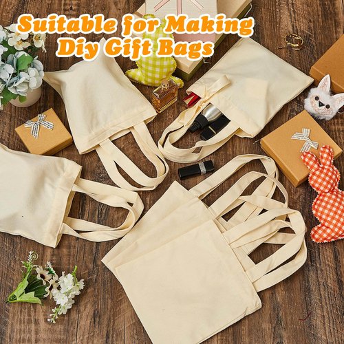Amylove 72 Pcs Mini Tote Bag Sublimation Blank Canvas Tote Bags Reusable Grocery Luggage DIY Sack Goody for Party Even (10 x 10 Inch,Natural Color)
