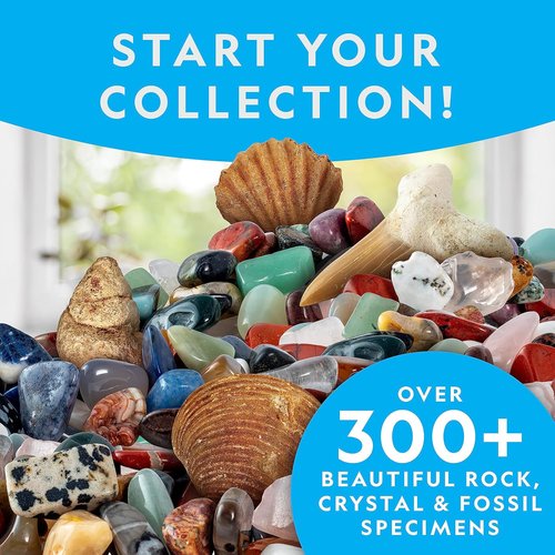 National Geographic Rock Collection Box for Kids - 300-Piece Set with Real Gemstones, Crystals & Minerals | Includes Expert Guide Book