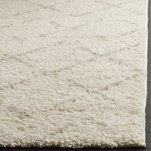 SAFAVIEH Arizona Shag Collection Runner Rug - 2'3" x 6', Ivory & Beige, Moroccan Boho Design, Non-Shedding & Easy to Clean, Ideal for Ideal for Living Room, Hallway, Foyer, Bedroom (ASG743A)