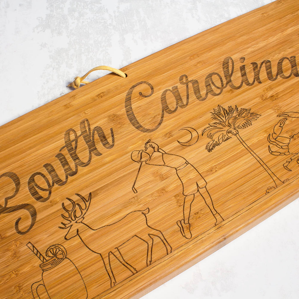 Totally Bamboo South Carolina Extra-Large Charcuterie Board and Cheese Plate with Engraved Artwork, 30" x 8.5"