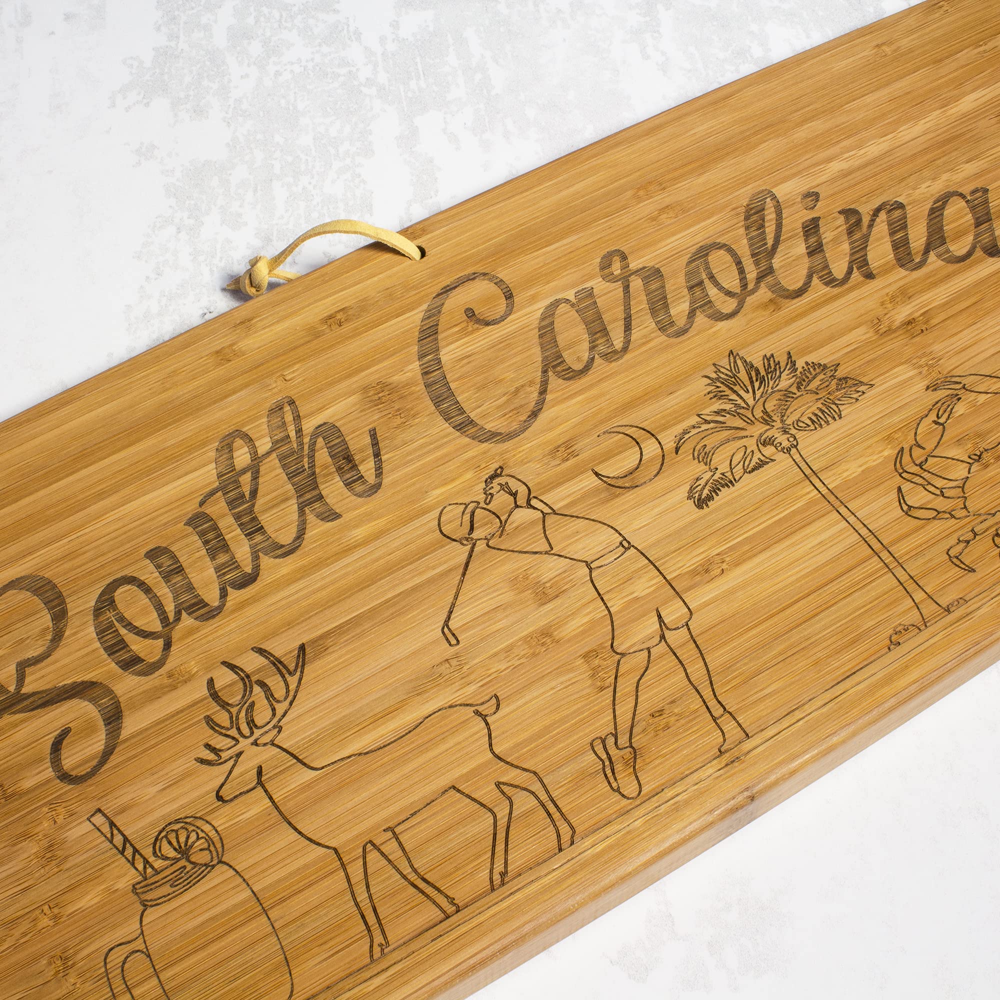 Totally Bamboo South Carolina Extra-Large Charcuterie Board and Cheese Plate with Engraved Artwork, 30" x 8.5"