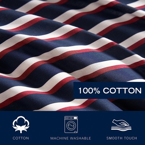 Nautica - Twin Comforter Set, Cotton Reversible Bedding with Matching Sham, Medium Weight for Year Round Use, Oeko-Tex Certified, Dorm Essentials (Mineola Navy)
