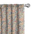 Ambesonne Boho Window Curtains Pack of 2, Abstract Feather Wave Pattern with Retro Look and Colorful Short Lines Curves, Lightweight Set with Rod Pocket, 4 Panels of - 28" x 63", Pastel Ivory