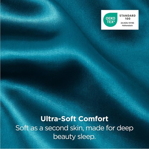 Bedsure Satin Pillowcases - Luxurious Silk-Like Queen Size Set of 2 | Teal, 20x30 Inches, Envelope Closure