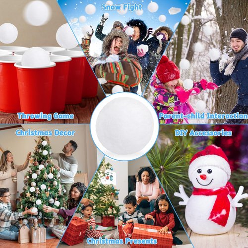 Luces 20 PCS Fake Snow Balls, Soft Indoor Snow Ball for Fight Set, Plush Artificial Snow White Balls Xmas Tree Decor Winter Game for Parent-Child Interactive Activities