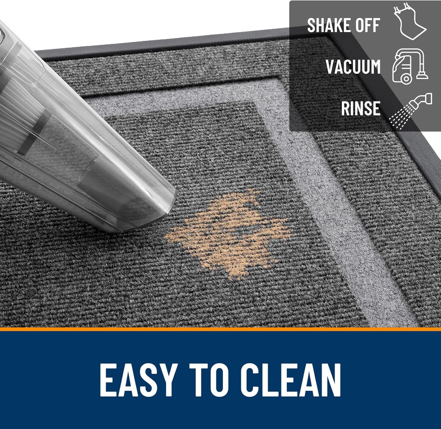 OLANLY Indoor Outdoor Front Door Mat - Waterproof All-Season Doormat, Easy Clean, 47x23, Dark Grey