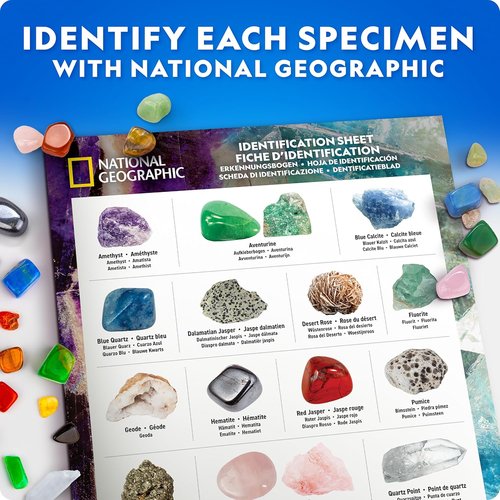 National Geographic Rock Collection Box - 300+ Gemstones, Crystals & Geodes Science Kit for Kids