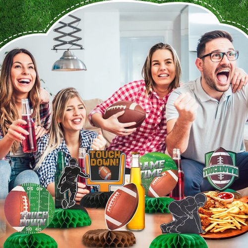 10 PCS Football Party Decorations, PureGuard Football Honeycomb Centerpieces Table Decorations Table Toppers for Football Birthday Party Favors Sports Party Decor