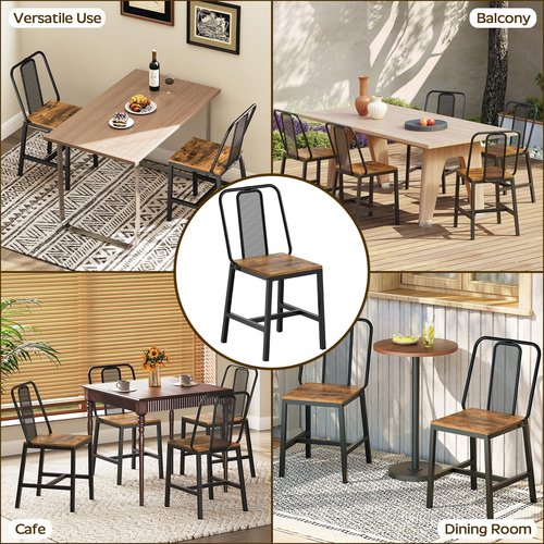 YATINEY Dining Chairs Set of 2, Wooden Kitchen Chairs, Farmhouse Dining Chairs with Back Support, for Living Room, Kitchen, Rustic Brown and Black CY01L2BRN1