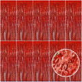 Red Tinsel Foil Fringe Curtains - Sparkling Wavy Backdrop for Parties & Events | Photo Booth Decor