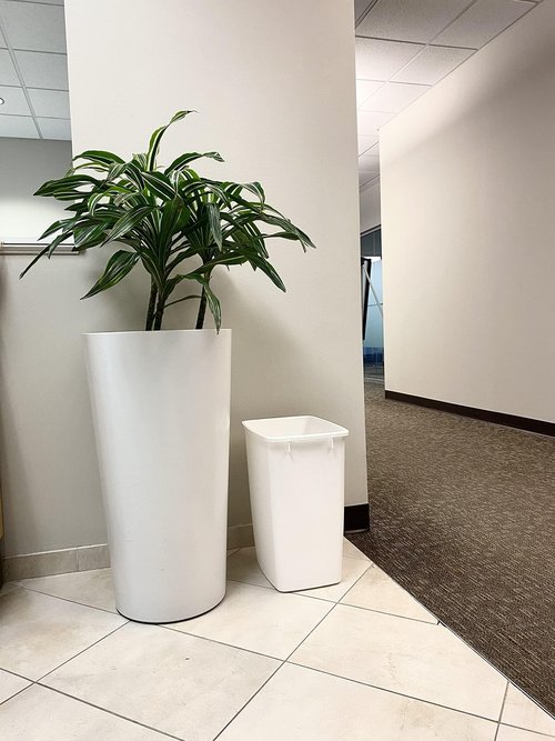 Rubbermaid Small Kitchen Bathroom Trash Can, 9 Gallons, White, Waste Basket for Under Counter/Kitchen/Office/Bedroom/Bathroom