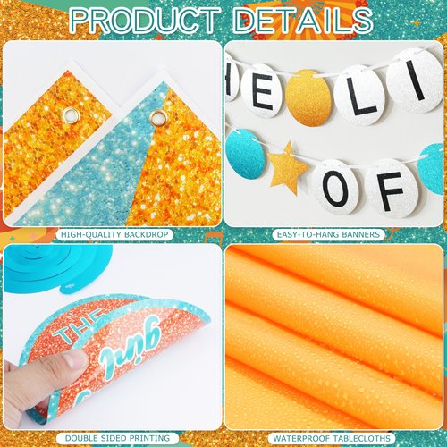 133 Pcs Life of A Birthday Girl Party Decorations, Birthday Decorations for Girls Included Swirls, Banner, Cake Topper, Balloons, Tablecloth, Backdrop, Rain Curtain for Party Supplies