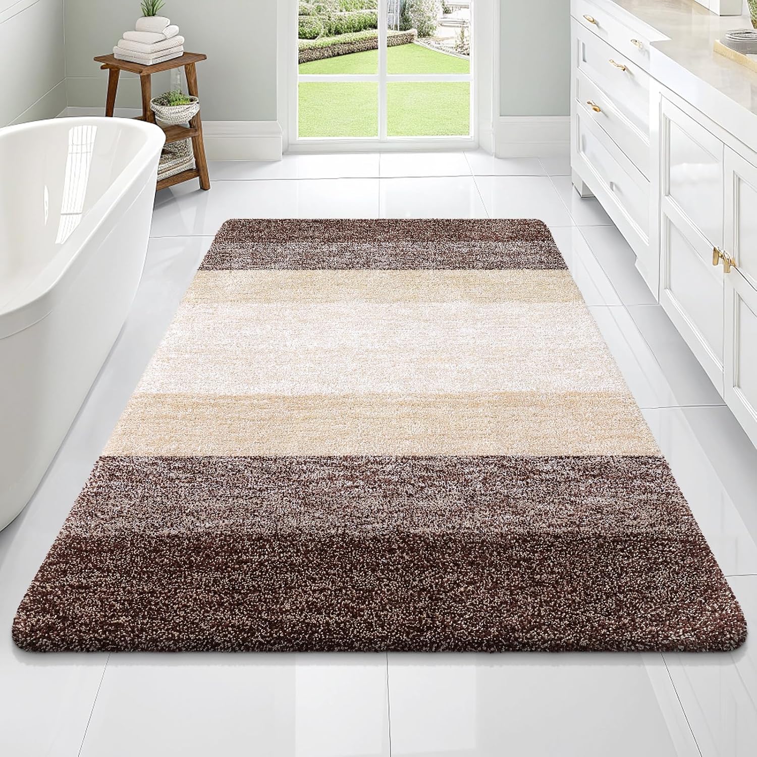 OLANLY Large Bathroom Rugs - Extra Soft Microfiber Mat 70x46 | Quick Dry, Machine Washable, Brown