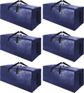 Sweet Dolphin Extra Large Moving Bags - Heavy Duty Storage Tote with Strong Zippers & Handles | Navy Blue, 6 Pack
