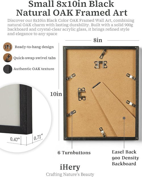 iHery Premium Black Oak Wood Wall Art - Trendy Retro Woman Canvas Decor for Dorm & Living Room | 8x10in