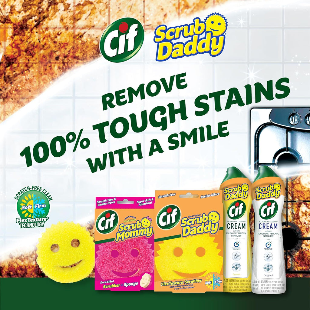 Scrub Daddy Sponges | Scrub Mommy Non-Scratch Kitchen & Bathroom Cleaning Kit - Cif All-Purpose Cleaner