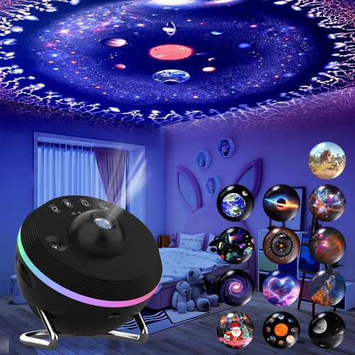 Star Projector Galaxy Light, Galaxy Projector for Bedroom with Meteor and RGB Lighting Effects, 13 HD Film Discs Planetarium Projector with Timer, Space Projector Night Light for Kids