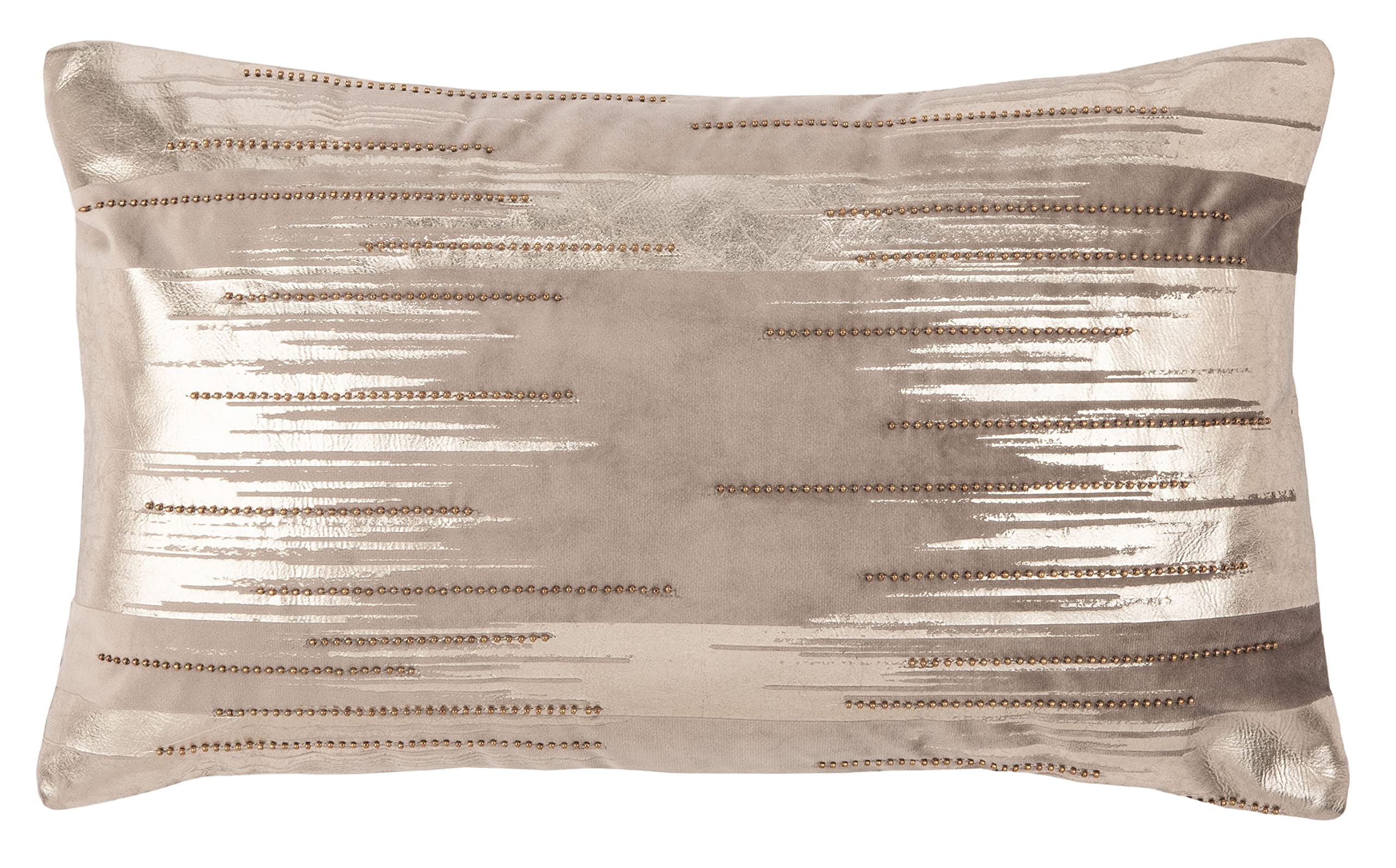 Safavieh Home Collection Prasla Taupe/Gold 12 x 20-inch Metallic Beaded Rectangle Sofa Chaise Lounge Chair Living Room Bedroom Decorative Accent Pillow PLS7147A-1220