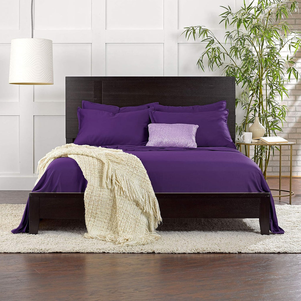 Pure Bamboo King Sheets - Luxuriously Soft & Cooling 100% Organic Viscose Bed Sheet Set | King Size, Purple