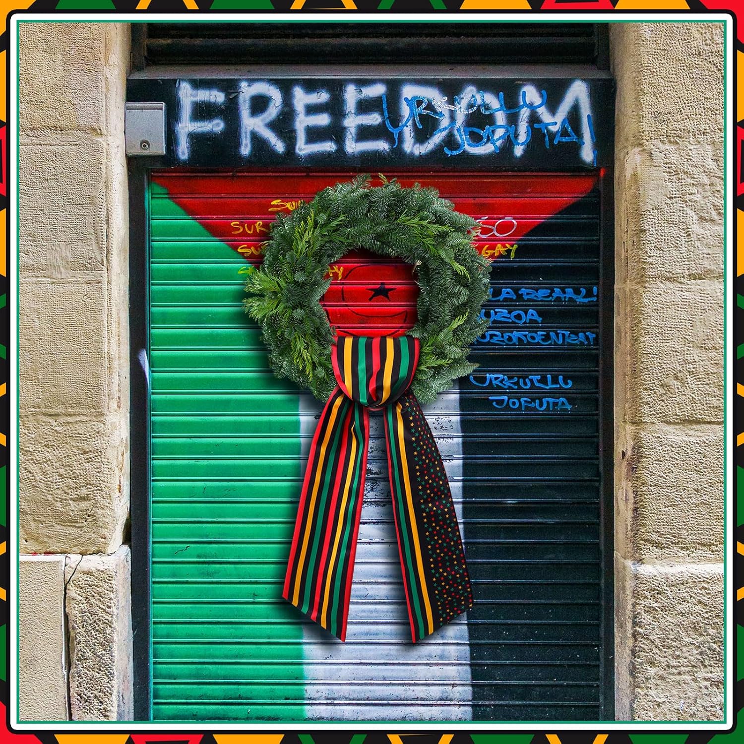 VitalCozy Happy Juneteenth Wreath Sash - Satin Ribbon for Embroidery Monogram | Indoor/Outdoor Decor