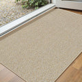 Skiennix Ultra Thin Indoor Door Mat - Non-Slip Rubber Backing | Unique Herringbone Design, 17"x29", Beige