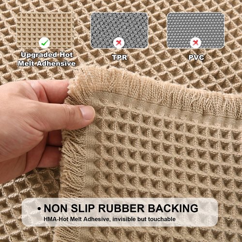 JIUZHEN Set of 2 Waffle Bath Mats Boho Non Slip Bath Rugs Washable Bathroom Rugs Super Absorbent Waffle Mats Ultra Soft Fast Drying Mat for Bathroom Floor, Tub, 16" x 24" +20" x 32", Brown