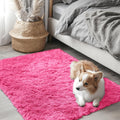 OLANLY Soft Fluffy Shaggy Bedside Rug - Machine Washable Indoor Carpet for Kids | Hot Pink 2x3 ft