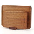Relxinke Solid Teak Wood Cutting Board Set One Piece Non Glued Large Thick Crack Resistant Wooden Chopping Board with DeepJuice Grooves Built in Handles for Kitchen Meat Vegetable 18x12 IN &12X8 IN