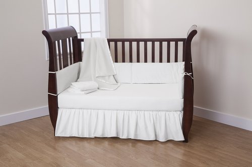 TL Care 100% Natural Cotton Percale Crib Bed Skirt, White, Soft Breathable, for Boys and Girls