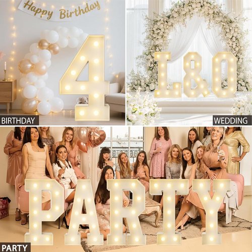 HXWEIYE 3FT Light Up Marquee Letters - Giant Baby Shower & Party Decor | Warm White Mosaic Balloon Frame