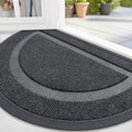 OLANLY Half Circle Door Mat - Waterproof All-Season Welcome Mat | Sturdy Natural Rubber, 47x32, Grey