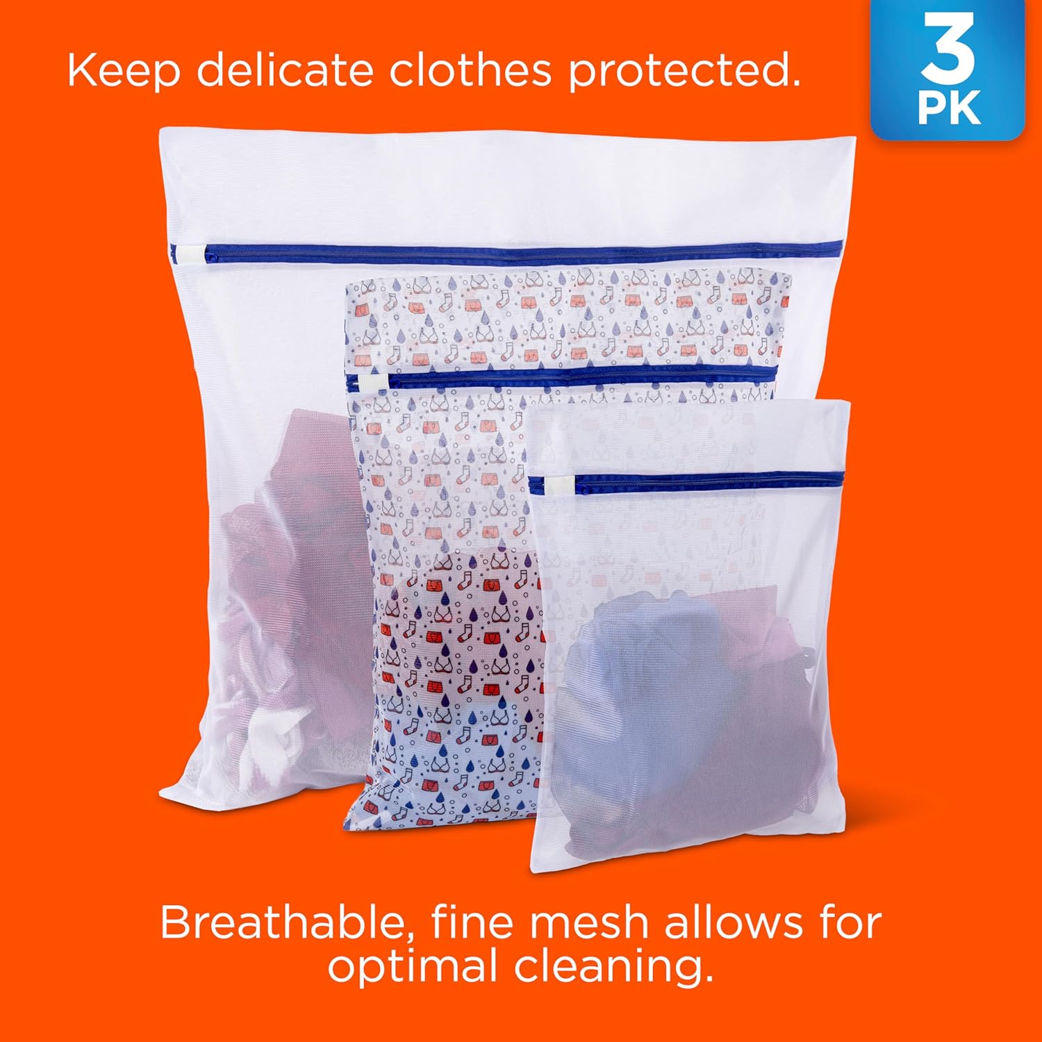 Tide Mesh Wash Bags for Delicate Clothes - 3 Pack (Small, Medium, Large) | Protects from Snagging & Tangling