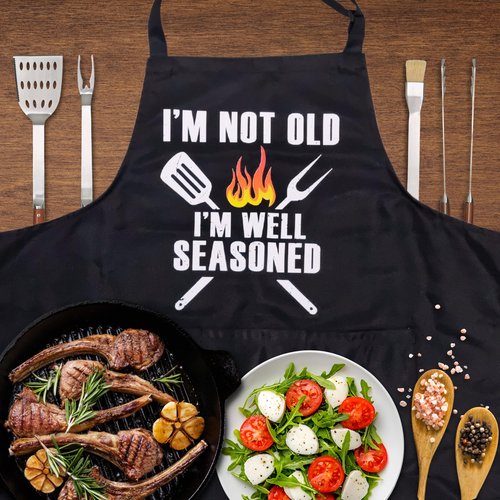 ZYNINORA Funny BBQ Grilling Aprons for Men with Pockets, BBQ Grill Mens Cooking Apron Funny for Men Husband Gifts, Dad Birthday Gift