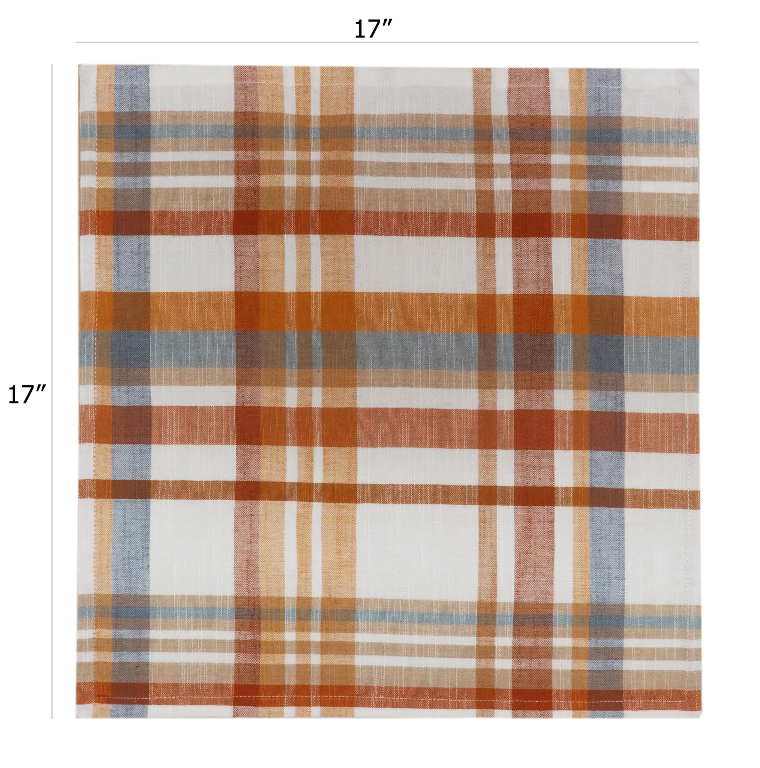 COTTON CRAFT Harvest Cloth Napkins - Set of 12 Multicolor Plaid Pure Cotton Dinner Napkin - Durable Washable Reusable Soft Napkin - Fall Thanksgiving Napkin - Holiday Party Table Napkin Gift - 17x17