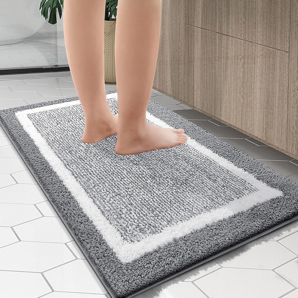 OLANLY Bathroom Rugs - Extra Soft Microfiber Bath Mat | Non-Slip, Quick Dry, 30x20, Grey