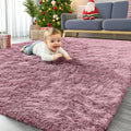 OLANLY Area Rug - Soft Fluffy Shaggy Design | Machine Washable 4x5.9 ft for Living Room & Bedroom - Blush