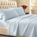 California Design Den 100% Cotton Twin Size Sheets Set - 400 Thread Count, Award-Winning Sateen Finish, Cape Stripe Blue