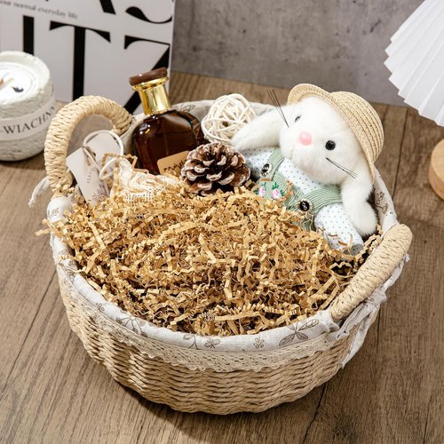 Mefleet 1/2 LB Crinkle Cut Paper Shred Filler 8 oz Brown Crinkle Shredded Paper for Gift Box - Gift Basket Bag Filler - Grass Cushion Stuffing for Easter, Mother's day, Birthday Packaging Wrapping