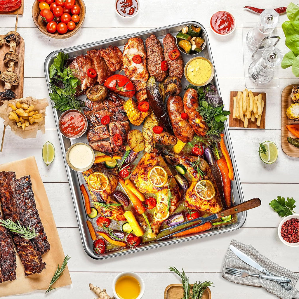 Skiennix Extra Large Stainless Steel Baking Sheet - Heavy Duty Nonstick Oven Tray (20" x 14" x 1")