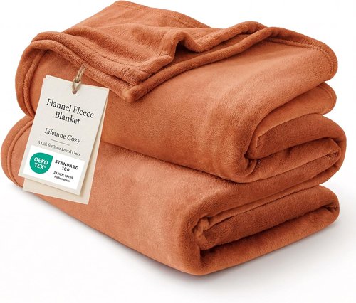 Bedsure GentleSoft Fleece Blanket - King Size Dark Orange 280GSM Soft, Lightweight & Cozy for Bed, Sofa, Travel