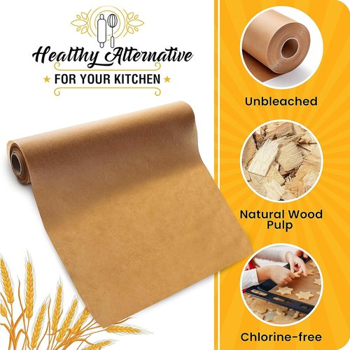Baker’s Signature Unbleached Parchment Paper Roll - 15 in x 210 ft Non-Stick Baking Paper | 2-Pack, 520 Sq.Ft Total