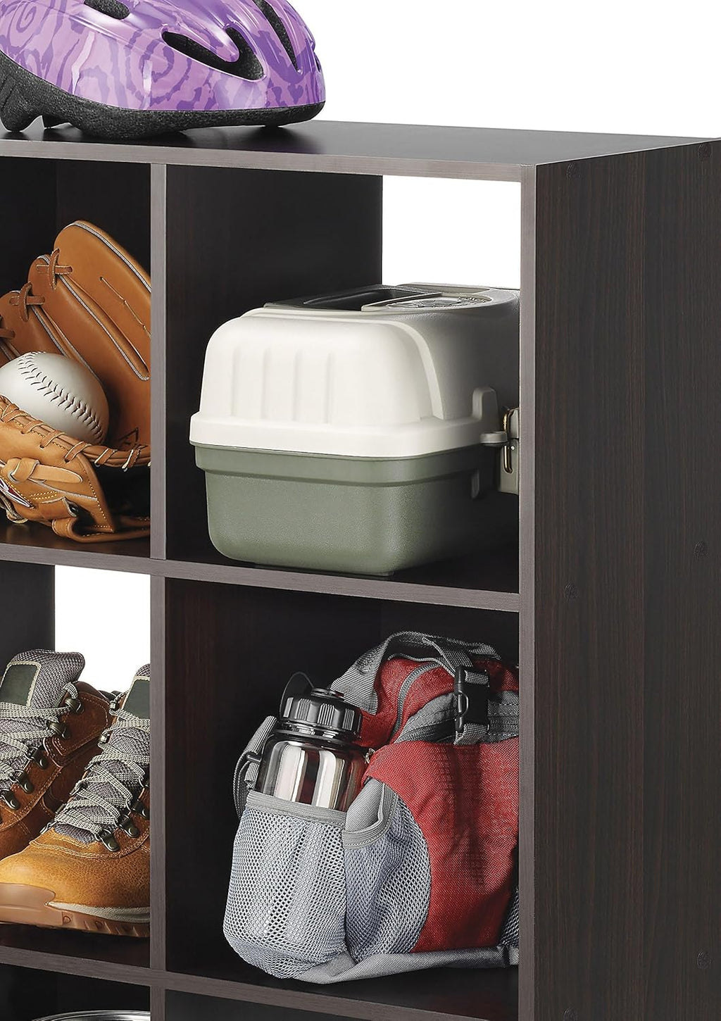 Whitmor 9 Cube Storage Organizer - Stackable MDF Wood Bookcase for Home & Office | Espresso Finish, 35.5"L x 11.7"W x 35.5"H