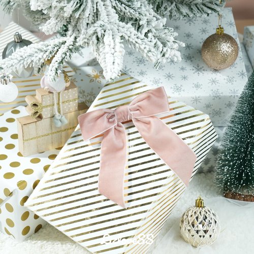 LIZLOVESS Dusty Rose Velvet Ribbon Christmas Bow 5 Inch Premade Dusty Pink Bows for Christmas Tree Hanging Decorations Gift Wrapping Wreaths Crafts Outdoor Indoor Home Decor Wedding, Pack of 12