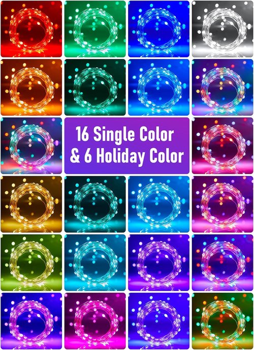 Minetom Color Changing Fairy Lights - 33FT 100 LED String Light with Remote & 12 Modes for Indoor Decor