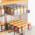BOIVSHI Pull Out Spice Rack, 2 Tier Spice Organization for Cabinet, Heavy Duty Spice Rack, 9-1/4 inch Wide - Spice Racks for Inside Cabinets, Kitchen, Pantry - Chrome, 9.25”W x 10.39”D x 9.76”H