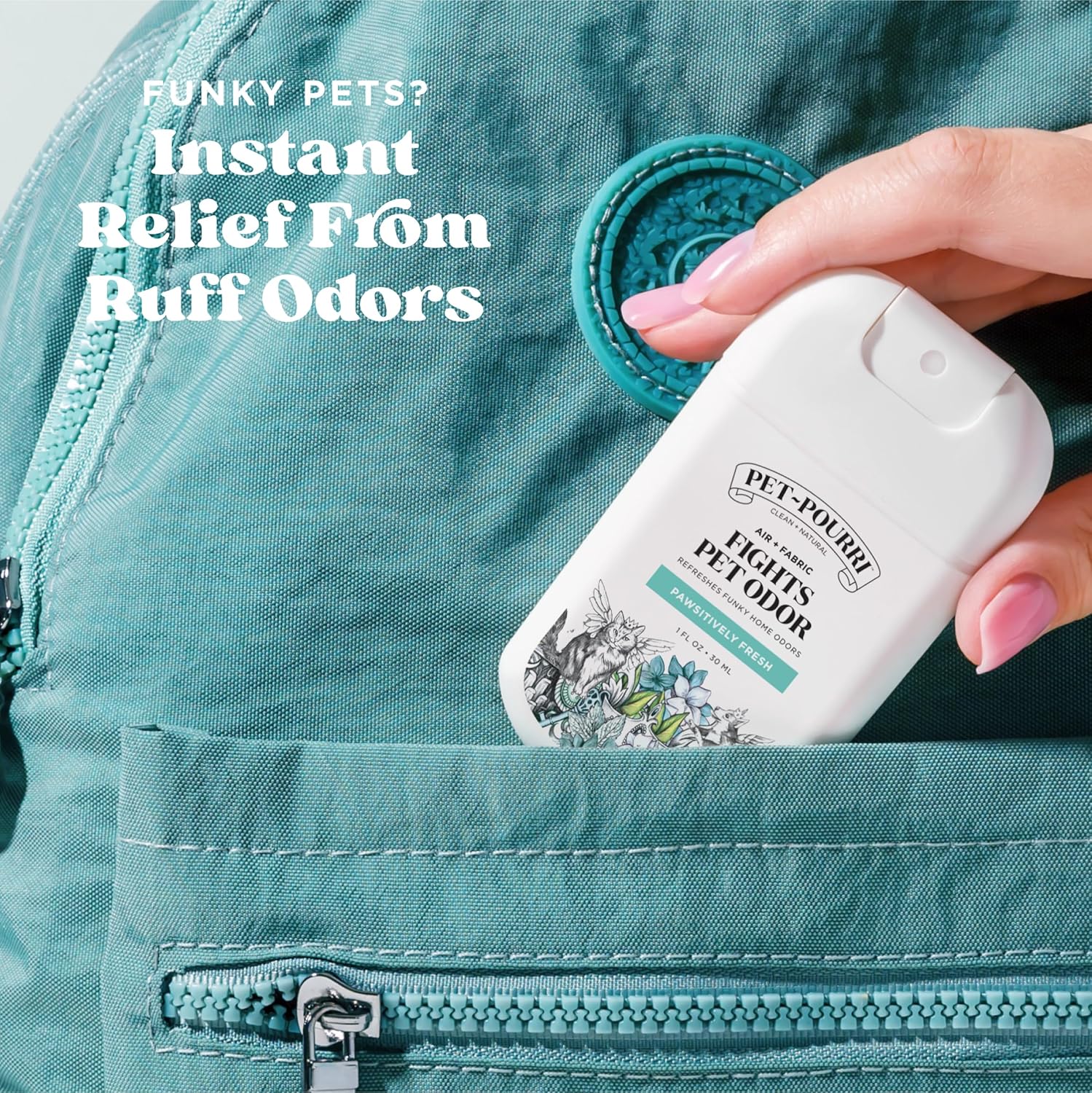Poo-Pourri Pawsitively Fresh Pocket Deodorizer Spray - Plant-Based Odor Remover for Dogs & Cats | Vet Recommended