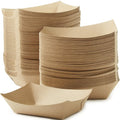 Eco Friendly USA-Made 3lb Food Holder Trays 250 Pk. Compostable Kraft Paper Container for Diners, Concession Stands or Camping. Best Sturdy 3 Lb Disposable Party Snack Boat for Nachos Tacos or BBQ.