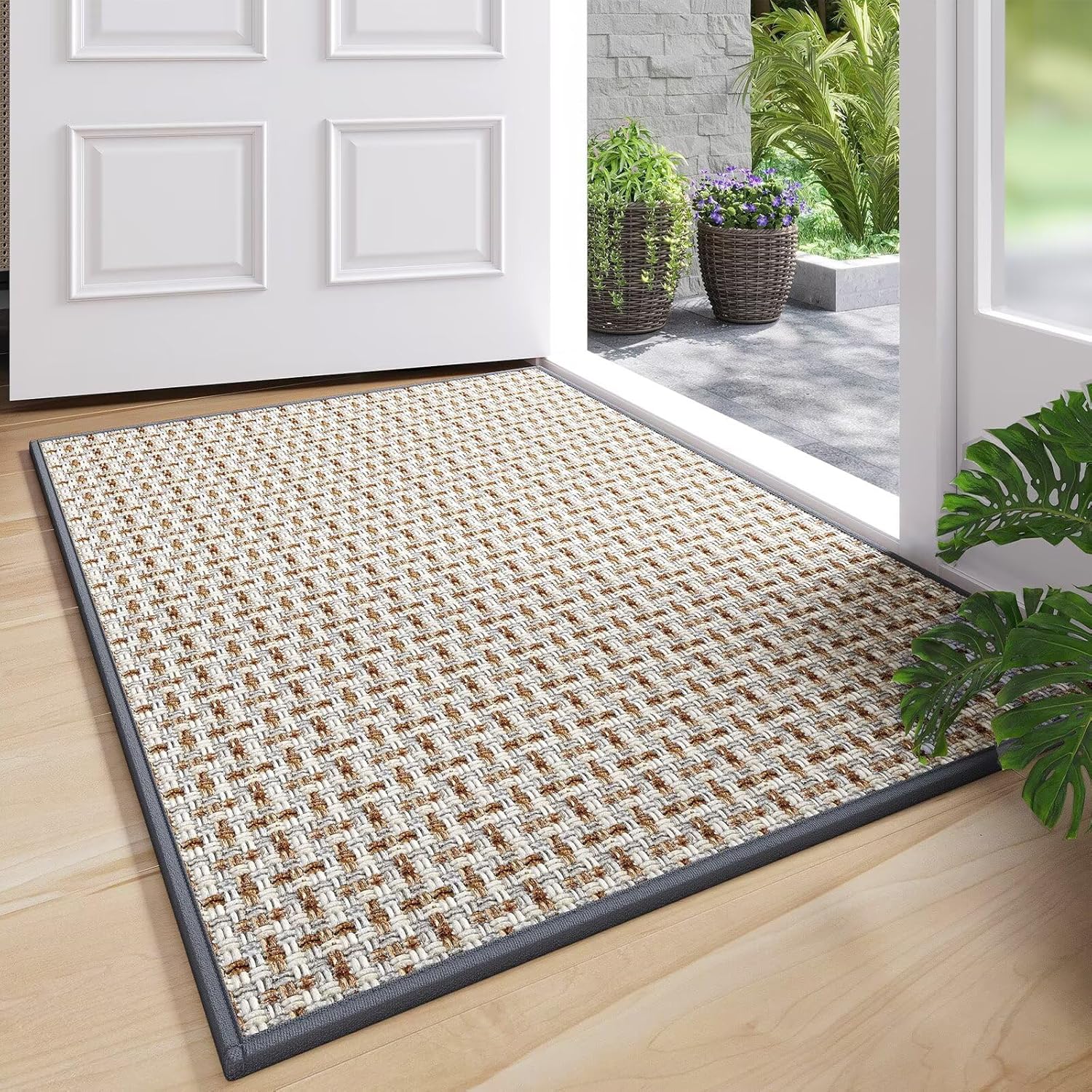 Skiennix Door Mat - Indoor Entrance Mat with Dirt Resistance & Non-Slip Rubber Backing | 17"x30", Gray